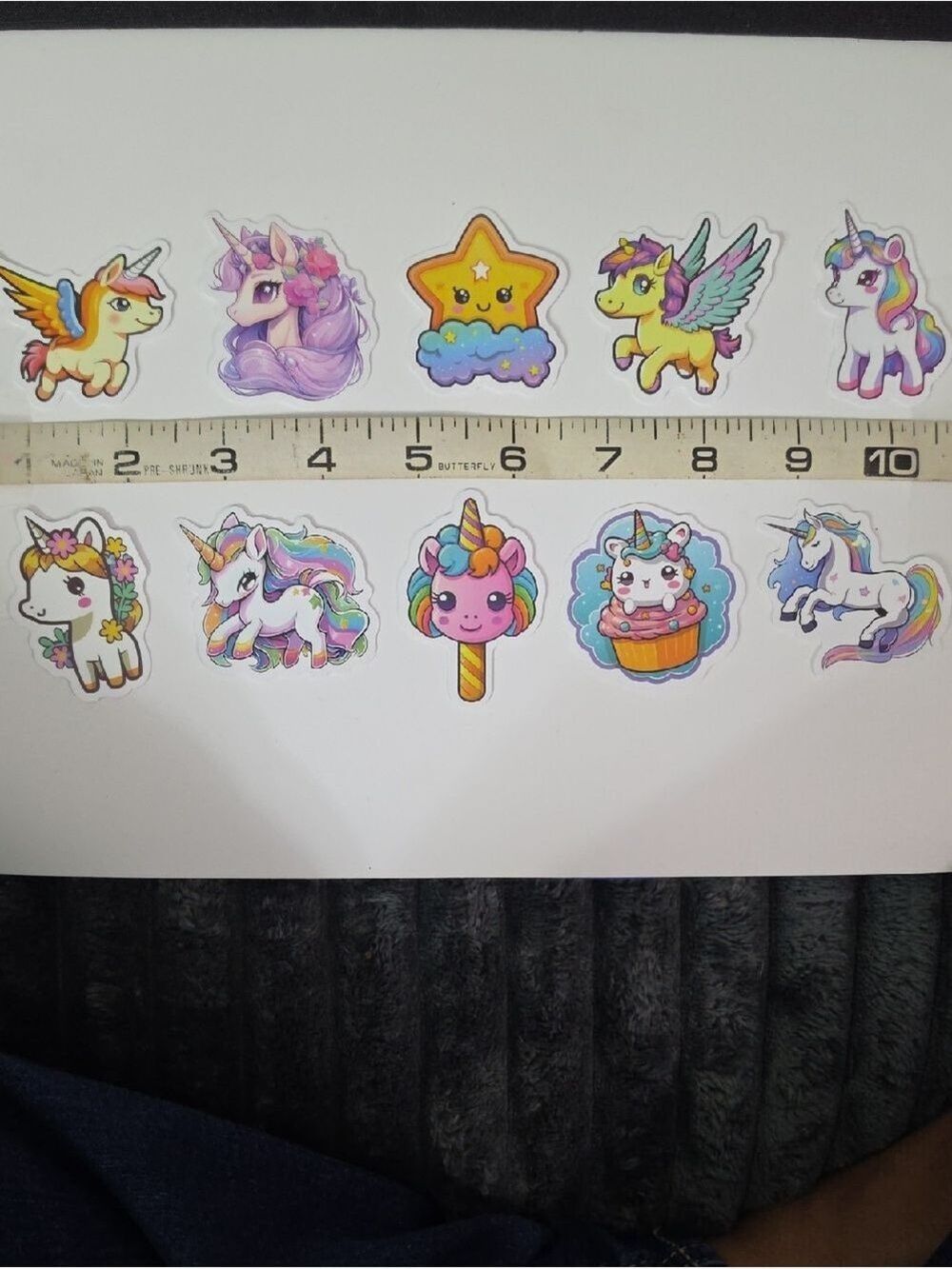 Cute Rainbow Unicorn & Star Sticker Set - Lot Of Ten